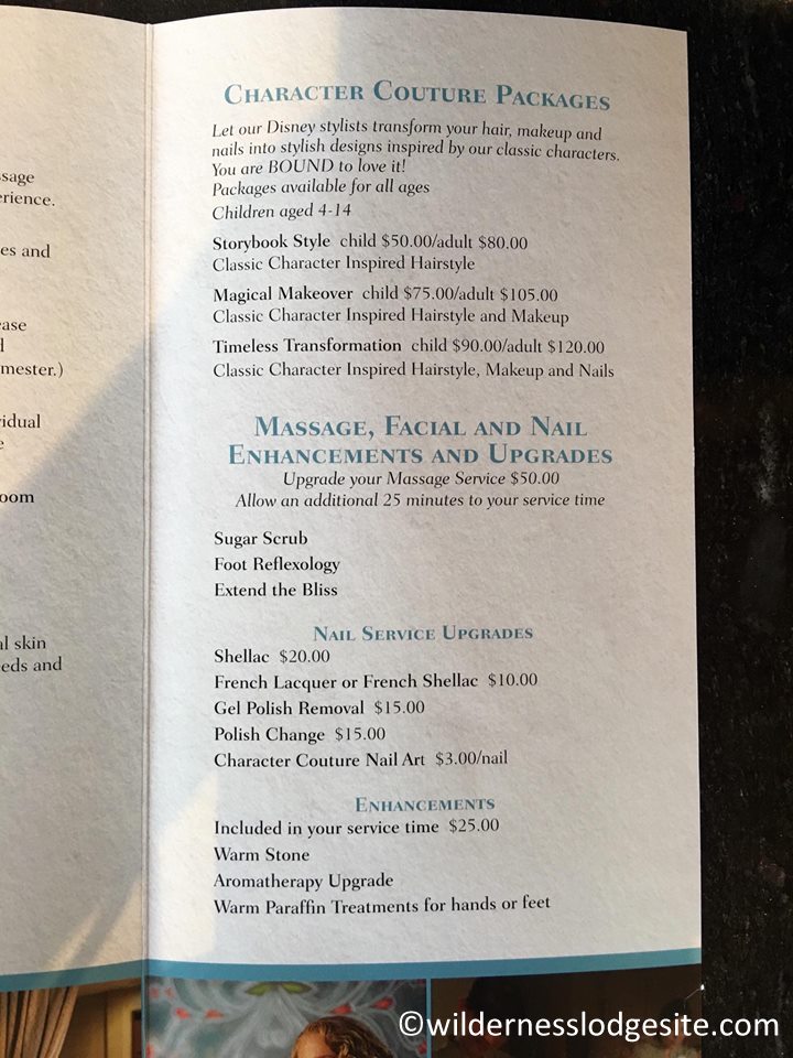 Salon menu 
